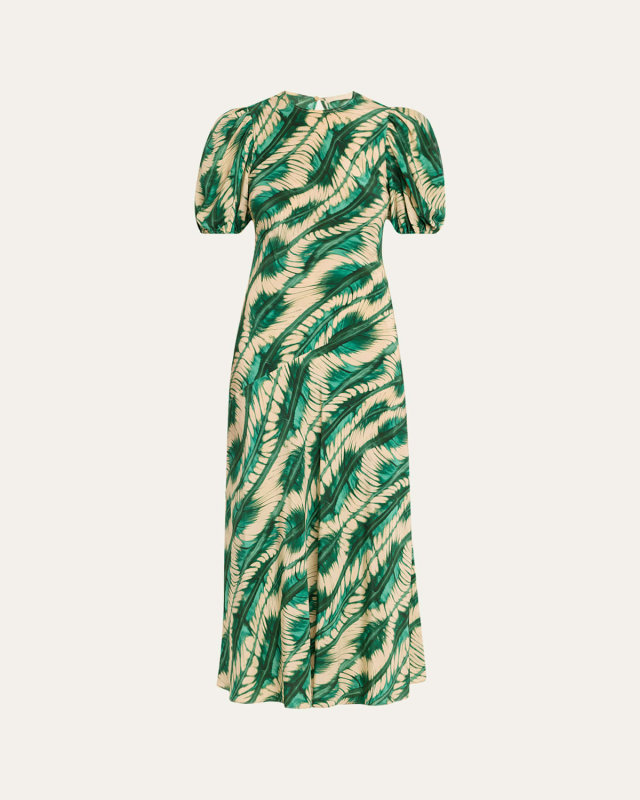 Ines Puff-Sleeve Midi Dress